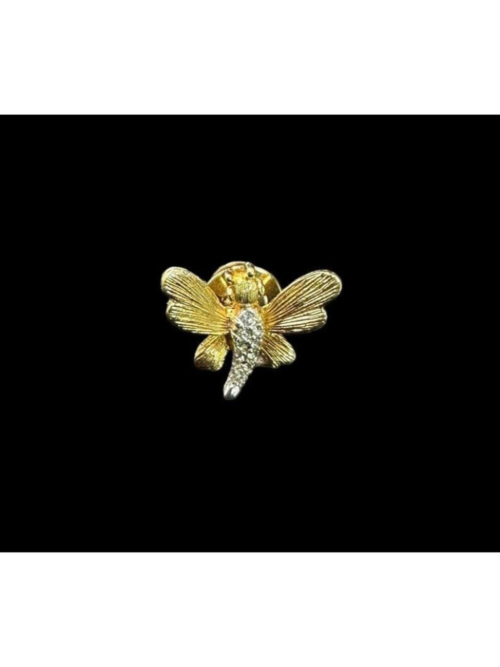 Marcel Boucher Butterfly Pin Brushed Gold Clear Rhinestones Vintage Signed